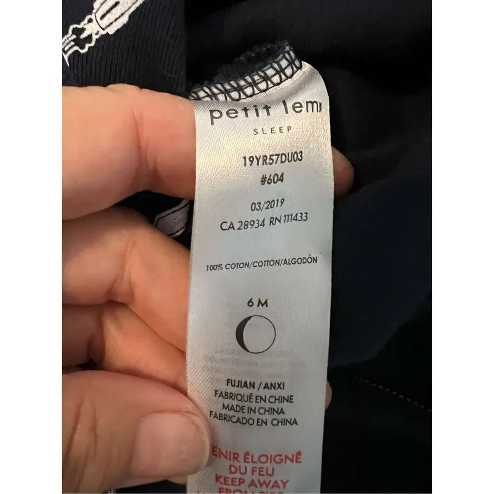 Petit Lem Navy Sleeper Size 6m